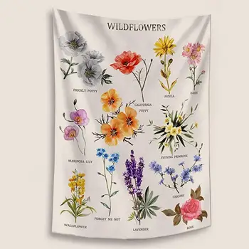 Dziki kwiat Botaniczny gobelin ścienny pokój niebo dywan 100x150 cm oszczędny wystrój domu na ścianie gobelin kolorowy obrus