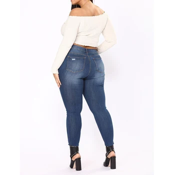 Dżinsy Kobiety Duży Rozmiar Dziurki Podarte Dżinsy Kobieta, Duży Rozmiar Stretch Jeans Rajstopy Kobiece Ołówek Spodnie Jeansowe 2019 Plus Rozmiar Odzieży
