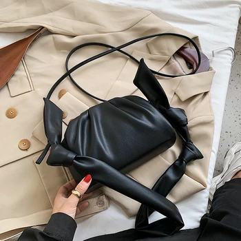Fałdy projekt mała sztuczna skóra Crossbody dla kobiet torby 2020 zima markowe torby na ramię damskie trend vintage, torebki do ręki
