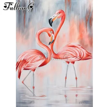 FULLCANG diy 5d diamentowa mozaika para flamingo Diament malarstwo pełna kwadratowy okrągły wiertło Diament haft sprzedaż wystrój FC2452