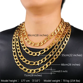 Gruby złoty łańcuch naszyjnik mężczyźni Figaro 316L stal nierdzewna żółte złoto kolor Hurtownia męskie biżuteria 12 mm 5 Wymiary biżuteria N2012G