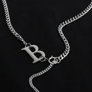 HANGZHI 2020 nowa oplot metalowy szyć naszyjnik z wielowarstwowy łańcucha B list długi naszyjnik Naszyjnik dla kobiet dziewczyny biżuteria prezent