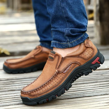 HUMTTO zewnątrz skóra naturalna buty mężczyźni duży rozmiar wspinaczka buty do biegania dla mężczyzn antypoślizgowe gumowe Треккинговые myśliwskie buty nowe