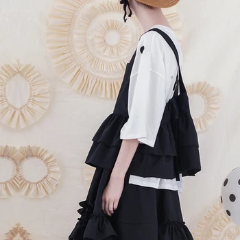 Imakokoni black double layer outer wear suspender top oryginalny design prosty 20 Amoi 202910