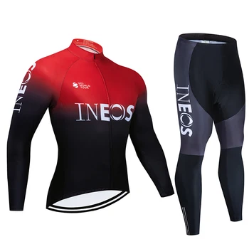 INEOS 2020 wiosna jesień z długim rękawem jazda na Rowerze Jersey zestaw dla mężczyzn MTB rower odzież outdoor bike Jersey oddychająca Mayo Ciclismo