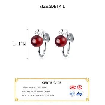 INZATT prawdziwe srebro próby 925 minimalistyczny Czerwony Kamień jeleń klip kolczyki dla kobiet partii biżuterii 2020 akcesoria