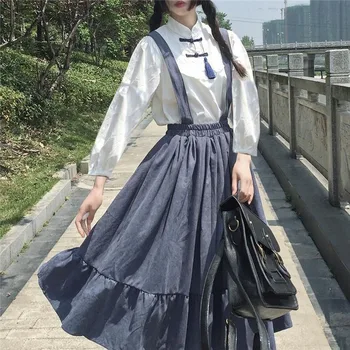 Japońska Uczennica Strój Elegancki Kombinezon Strój Kobiety Kawaii Odzież Harajuku Księżniczka Słodki Lolita Duża Huśtawka Schludny Styl