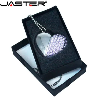 JASTER Crystal love Heart +box USB Flash Drive precious stone pendrive 4G/ 8G/ 16G/ 32G /diamante memory stick prezent ślubny