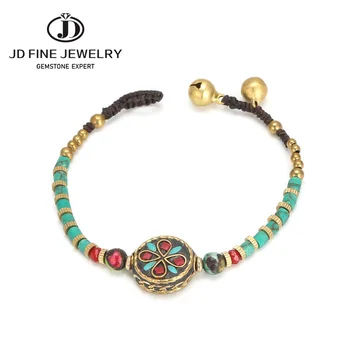 JD Gemstone Bohemia Splot bransoletki kolorowe turkus biżuteria Lucky Beads bransoletka moda kamień biżuteria prezent