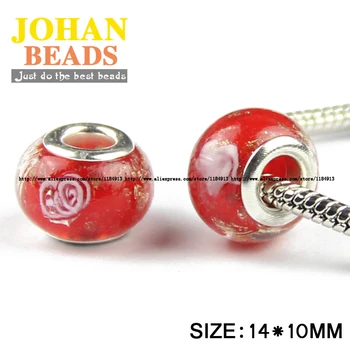 JHNBY 5 mm duży otwór Europejski koraliki styl moda zawieszenia Czerwony szklany koralik 10 szt. okrągłe luźne kulki modne bransoletki biżuteria DIY