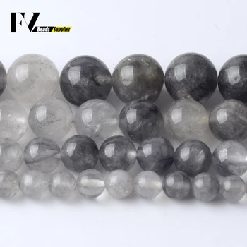 Kamień naturalny kwarc szary kryształy, koraliki okrągłe luźne koraliki do wyrobu biżuterii wnioski DIY bransoletka charms 4 6 8 10 12 mm 15