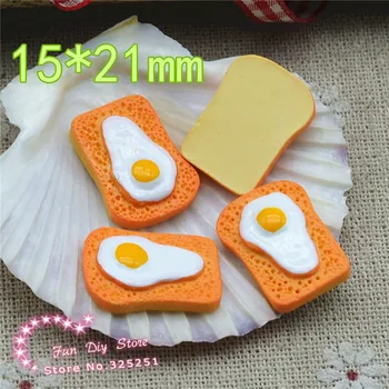 Kawaii jajko chleb żywica kaboszon do dekoracji rzemiosła 15*21 mm 50 szt.