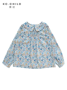 KC.Child 2020 jesień kwiat bluzki dla dziewczynek koszulka dla dzieci z długim rękawem dla dzieci top dla dziewczyn z Peter Pan Collor dla skóry Age2-10Y