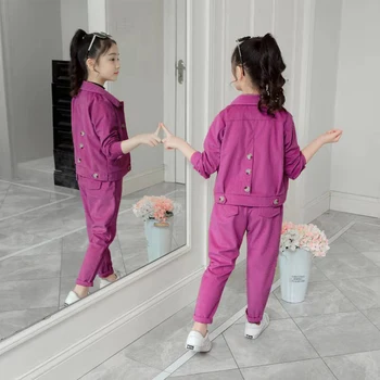 Kid Casual Fashion Girl Clothing Set Sztruks 2 szt. Baby Toddler Girls Kids kombinezon kurtka+spodnie, odzież Dziecięca Stroje