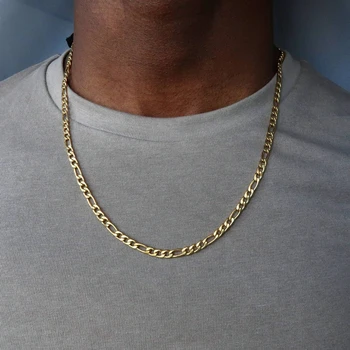 Klasyczny Figaro łańcuch naszyjnik mężczyźni stali nierdzewnej długi naszyjnik dla mężczyzn kobiet ogniwo łańcucha hip hop Goth kuby naszyjnik biżuteria