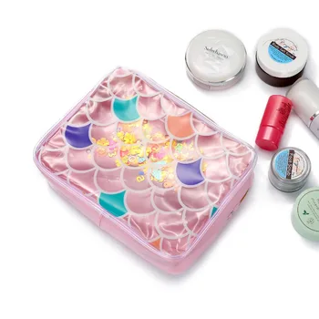 Kobiety PVC kosmetyczka dużej pojemności Syrenka makijaż etui pudełko przenośne kosmetyków do mycia i przechowywania organizator worek worek