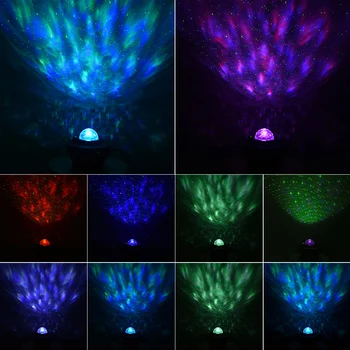 Kolorowe Gwiezdny projektor Galaktyki Blueteeth USB, sterowanie głosowe odtwarzacz muzyczny LED Night Light ładowanie lampa ozdoba