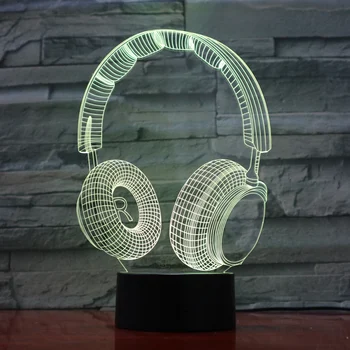 Kolorowe słuchawki Touch 3D Lamp Led Night Light USB lampa stołowa dla dzieci Baby Kids Gift stolik sypialnia 3D lampa 962