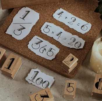 Kreatywne, drewniane stemple DIY cyfry i miesiące motyw fajne naklejki dostawy Darmowa wysyłka
