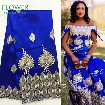 Królewski Niebieski 2020 Wysokiej Jakości Afrykański George Jedwab Koronki Tkaniny Z Cekinami, Brokatem Tradycyjne Indyjskie Kobiety Suknia Ślubna Tkaniny