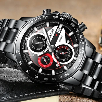 LIGE zegarek męski biznes moda top luksusowej marki Sportowe zegarek kwarcowy mężczyzna dorywczo wodoodporny zegarek Relogio Masculino+pudełko