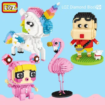 LOZ Mini Block Cartoon Building Bricks for Kids Toy Movie Crayon Shin-chan unicorn Model Children Educational Anime Action 9204
