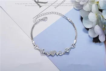 LUKENI Urok Kryształowe serce Kobiece bransoletki biżuteria wysokiej jakości 925 srebro dziewczyna nożne bransoletki dla kobiet Lady Święta miłośników prezent