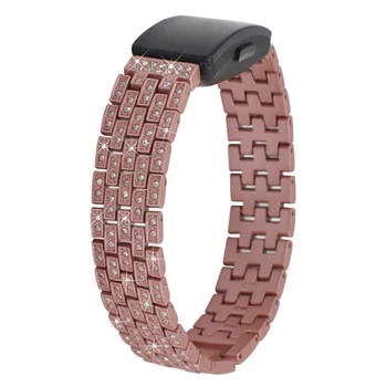 Luksusowy pasek do inteligentnego zegarka ze stopu Diamond Crystal Alloy Smart Watch Band For Fitbit Inspire/HR Watch 185MM Adjustment Chain Strap Smart Wear Accessories