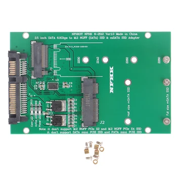M. 2 NGFF ssd MSATA 2-in-1 Multiple Sized SSD to SATA III Converter Card 2,5 cala