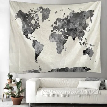 Mapa świata gobelin ścienny czarny mapa gobelin akwarela mapa świata gobelin mapa wisi tkanina sypialnia salon schronisko