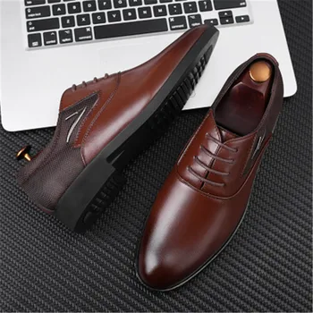 Marka 2019 nowe męskie moda buty 38-48 czarne klasyczne wskazał оксфордские buty męskie moda męska biznesowa buty dla imprez taniec buty