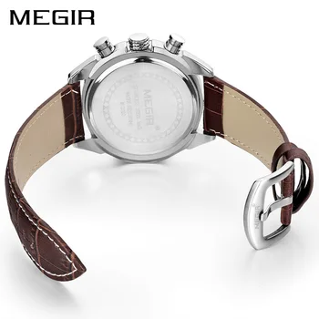 MEGIR Business Watch zegarek kwarcowy męskie zegarki wojskowe wodoodporne skórzane zegarek sportowy chronograf zegarek męski Relogio Masculino