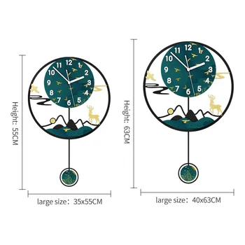 MEISD marka zegar ścienny wahadło nowoczesny design kwarcowy ciche pokojowe zegarek zielony wystrój domu Horloge Print Art Painting Darmowa wysyłka