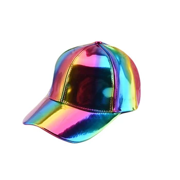 Moda hip-hop czapka dla Tęczy zmiana koloru kapelusz kobiety mężczyźni Cap kolor gradientu błyszcząca skóra Snapback czapka z daszkiem