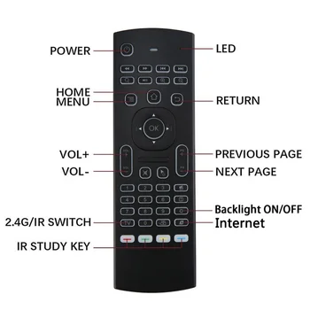 MX3 MX3-L z podświetleniem Air Mouse T3 Smart Voice Remote Control 2.4 G RF Wireless Keyboard dla X96 mini KM9 A95X H96 MAX Android TV Box