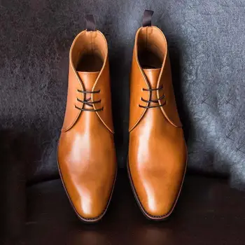 Męskie wysokiej jakości skóra syntetyczna moda casual sznurowane zimowe wygodne buty krótkie proste, klasyczne Zapatos De Hombre HA888