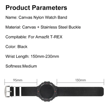 NATO Nylon Watch Band For Amazfit T-Rex Zegarek watchband Huami T-Rex Watch Screen szkło hartowane folia bransoletki do zegarków