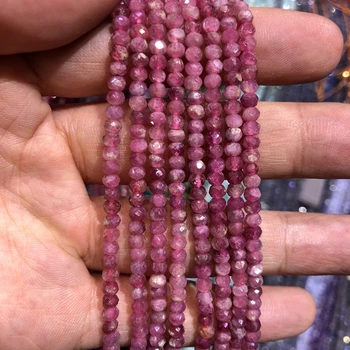 Naturalny różowy turmalin akrylowe,3 mm mikro szlifowane małe okrągłe koraliki,okrągłe koraliki ,kamienie szlifowane koraliki,15,5