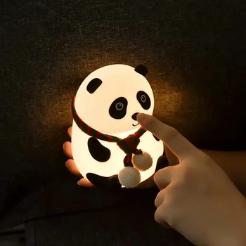Night light LED Silicone Panda Night lampTouch Sensor kolorowe USB Akumulator nocne lampy do sypialni dla dzieci Kids Baby Gift