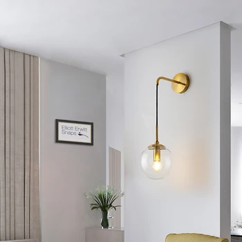 Nordic Modern Vintage LED kinkiet szklany balon lustro w łazience obok lamp kryty american retro kinkiet kinkiet Wandlamp