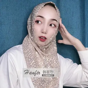 Nowa dostawa 2020 błyszczące cekiny muzułmańskie chusty damskie