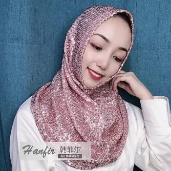 Nowa dostawa 2020 błyszczące cekiny muzułmańskie chusty damskie