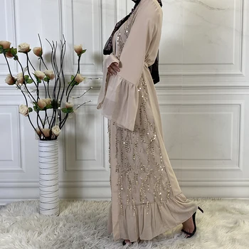 Nowa Muzułmańska Moda Kaftan Dubaj Abaya Kimono Turcja Hidżab Abaya Sukienka Malezja Islamski Odzież Dla Kobiet Kaftan Bliski Wschód
