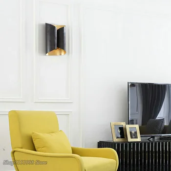 Nowoczesne, kreatywne sztuka białe złoto czarny led kinkiet sypialnia szafka naścienna lampa dekoracyjna model pokoje kinkiety kryty wystrój oprawy