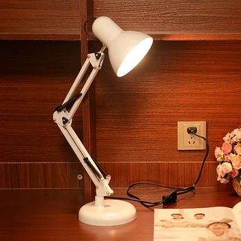 Nowoczesny długie ramię obrotowe, regulowane klasyczne lampy stołowe E27 LED klip lampa do nauki biura czytania lampka nocna stolik sypialnia
