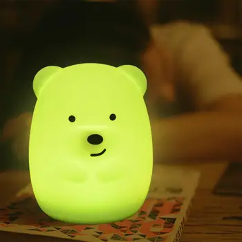 Nowy 7 kolorów niedźwiedź, Królik Led USB zwierzę nocne silikonowy miękki rysunek Dzieci dzieci dla Dzieci lampy Led
