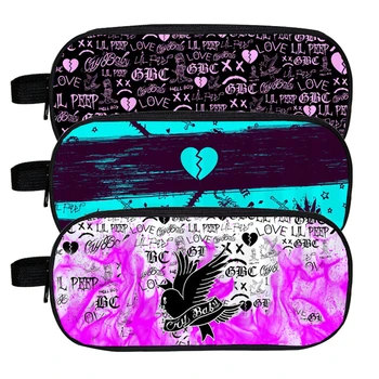 Nowy Lil Peep Print Drawing Pencil Case Women Cosmetic Bag PencilBox Cosmetic Cases Ladies Makeup Bag Zipper School Girl Supplies