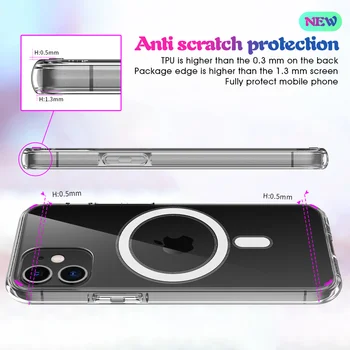 Nowy magnetyczny dla iPhone 12 MagSafe Case Clear Protection tylna pokrywa telefonu etui dla iPhone 12 Pro Max 12Pro przezroczyste etui