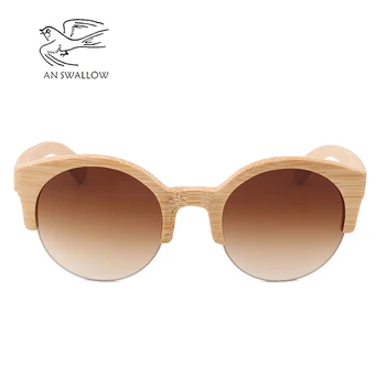 Nowy styl bambusa logo drzewo retro полукадровые okulary z powłoką UV400 damskie modne okulary oculos de sol feminino