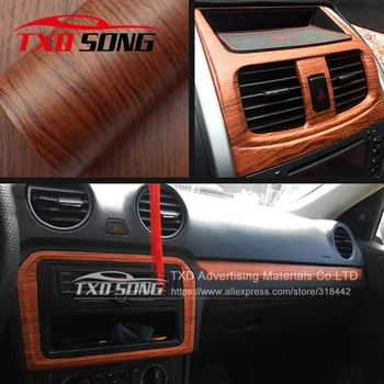 Nowy W1399 Wood Grain Protection vinyl film zarysowania samochodu-stylizacja naklejki i naklejki centralny panel sterowania wykończenie wnętrz